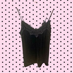 Cream Black Velvet Lace Camisole – Size Small